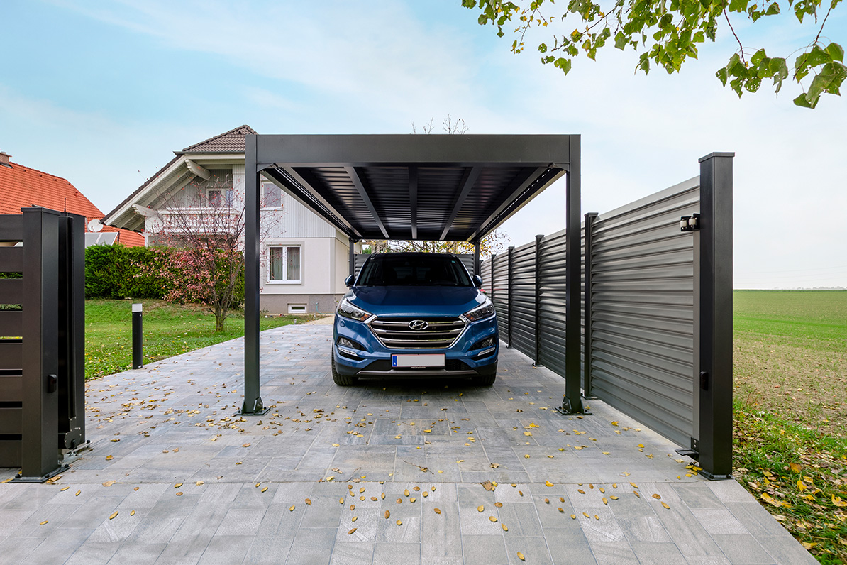 carport ueberdachung fuer das auto als schutz vor witterung statt garage
