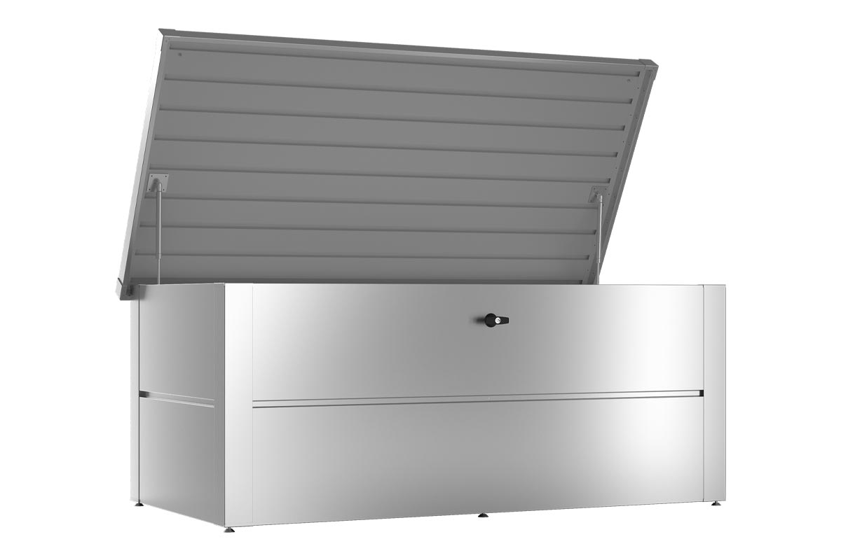 gartenbox als stauraum in Silber Medium mit Deckel fuer mehr ordnung