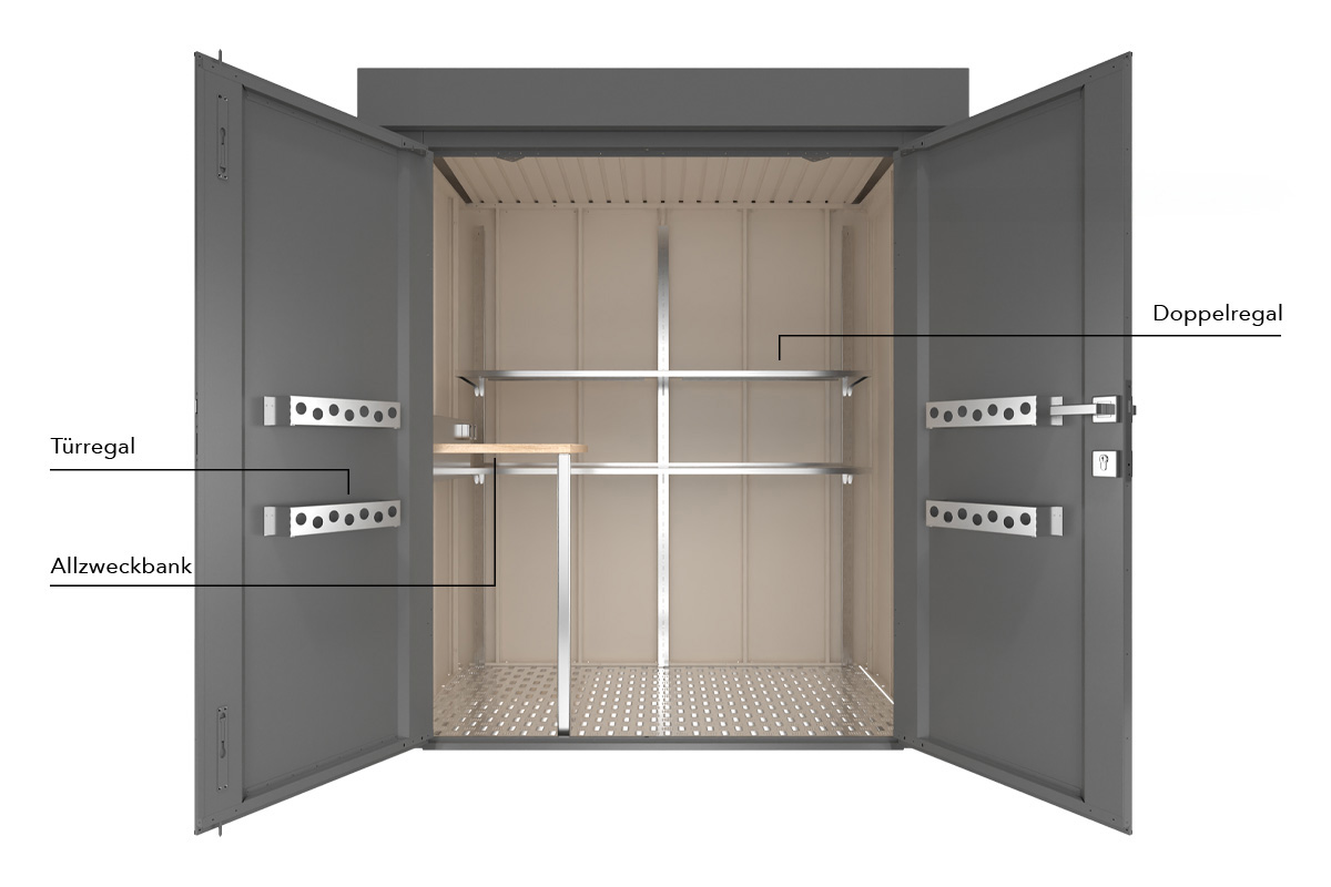 einfaches ordnungssystem fuer geraetehaus in Small in farbe Anthrazit fuer mehr ordnung und stauraum